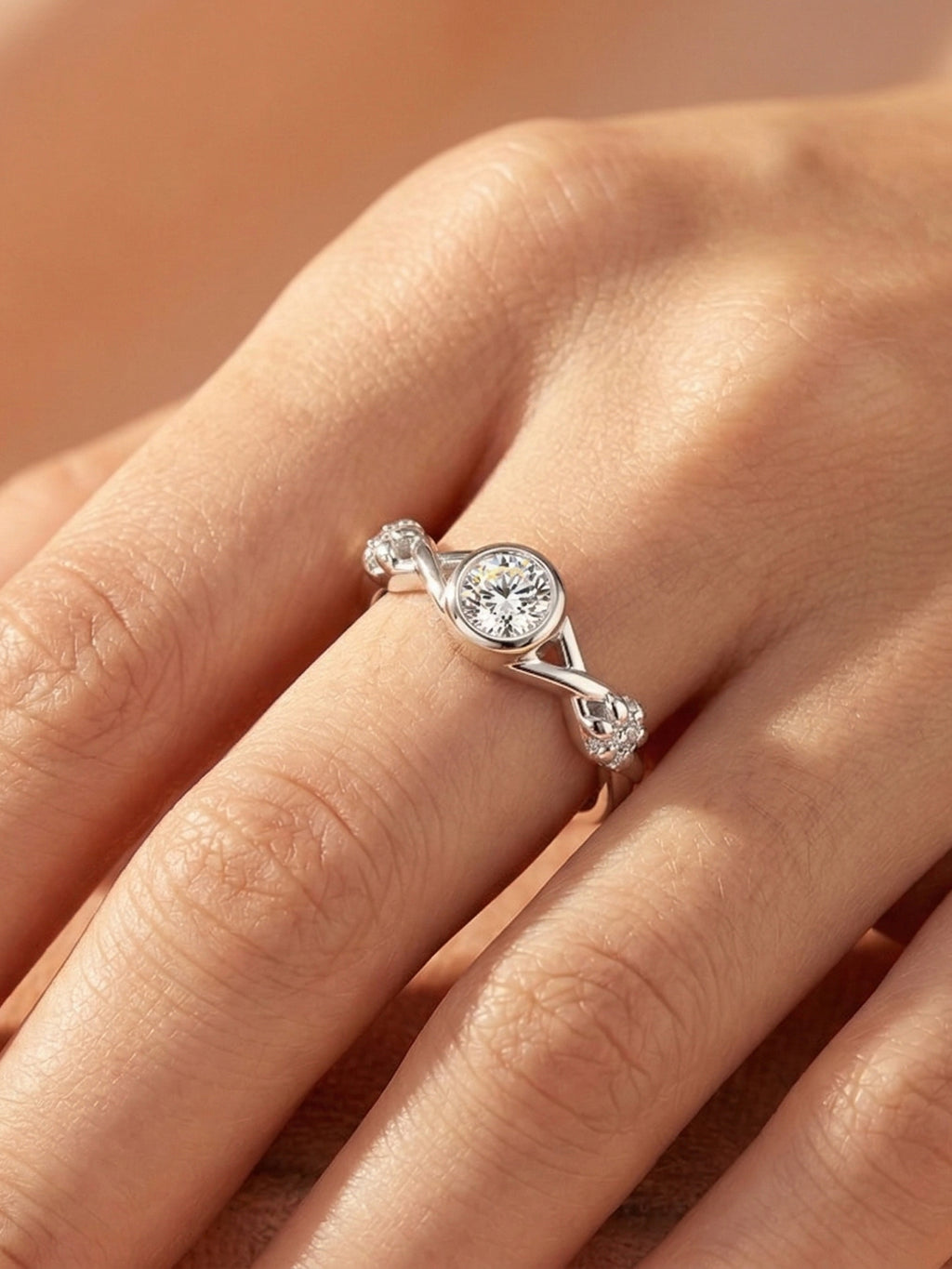 Floral Infinity Solitaire Ring
