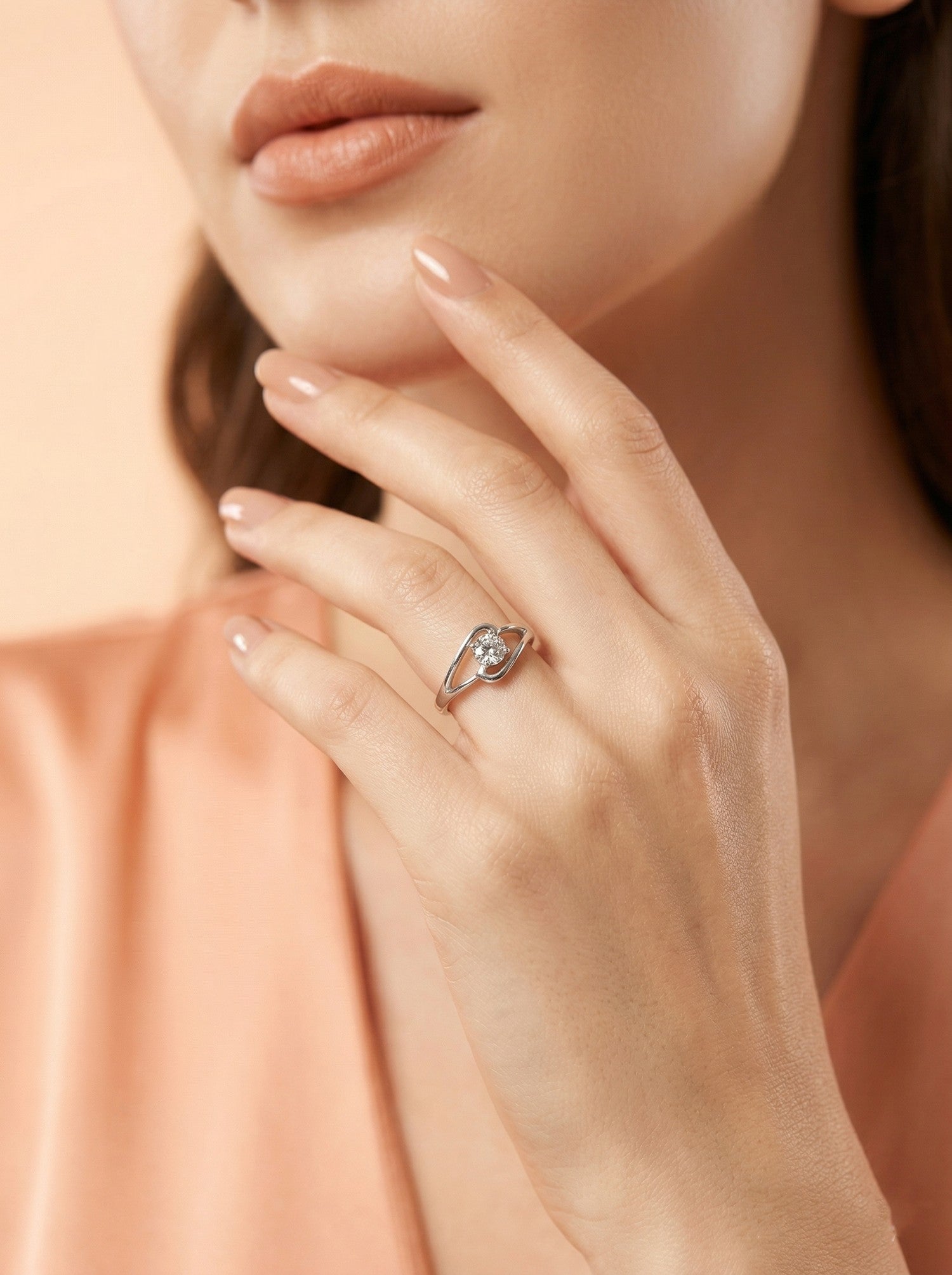 Swirl Bypass Solitaire Ring