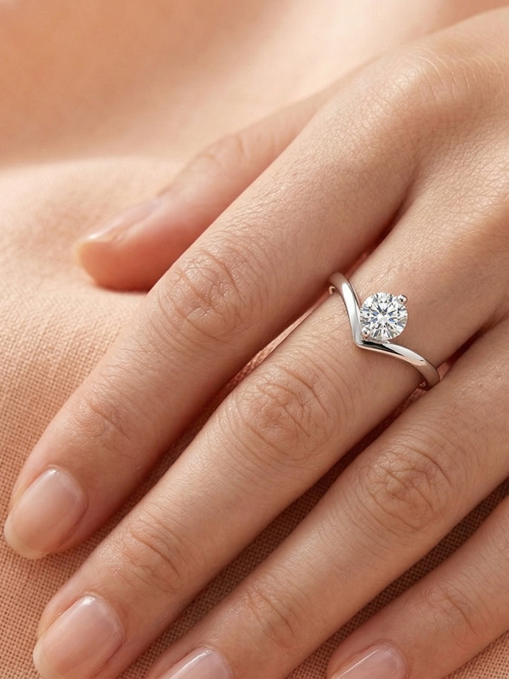 Radiant Chevron Solitaire Ring