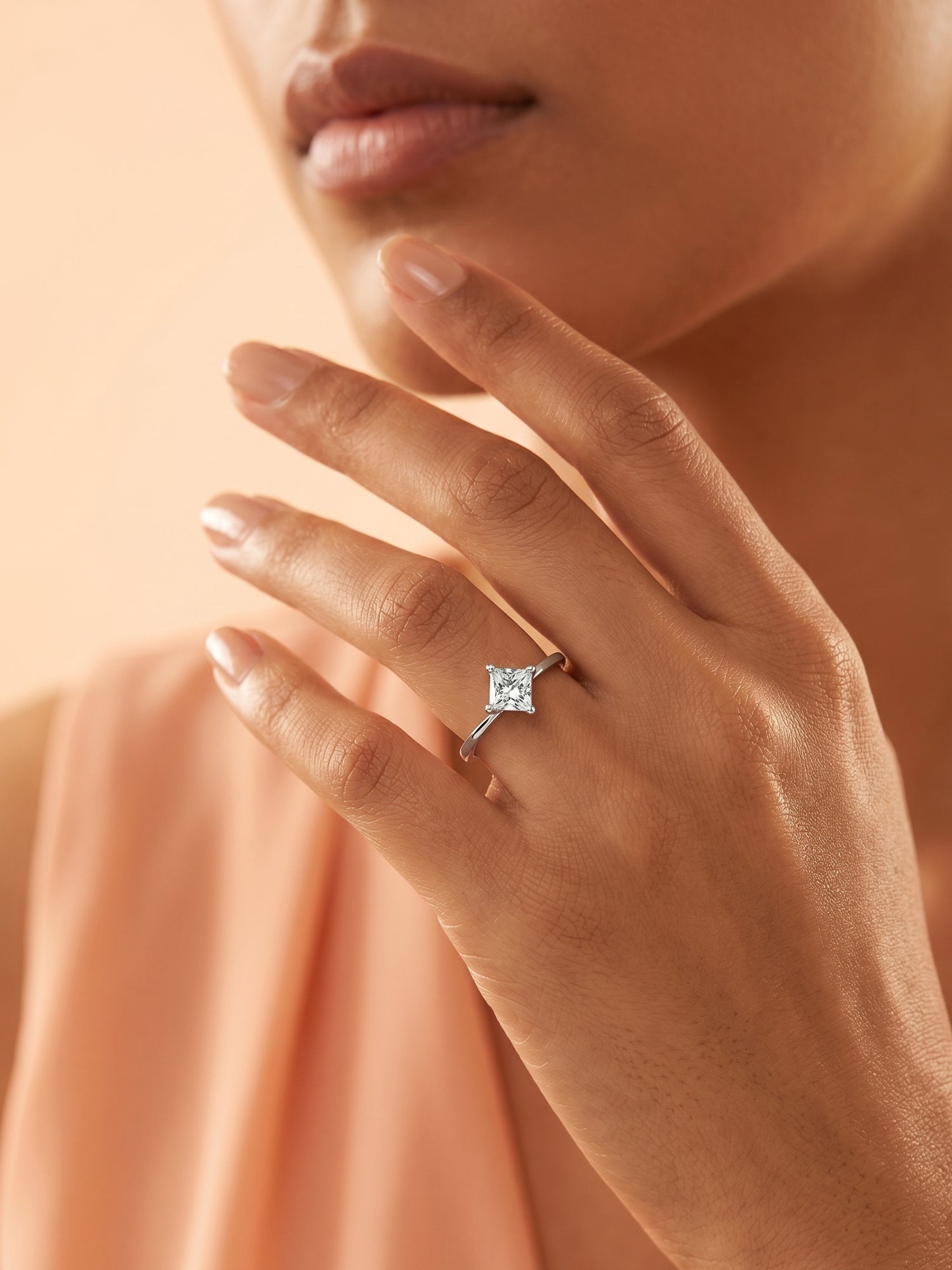 Kite-Set Princess Solitaire Ring