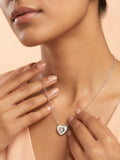 Silver Shimmering Nested Heart Pendant Necklace