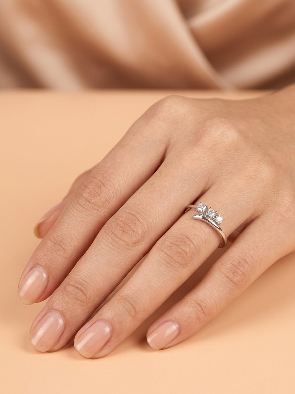 Silver Trio Shimmer Bypass Ring