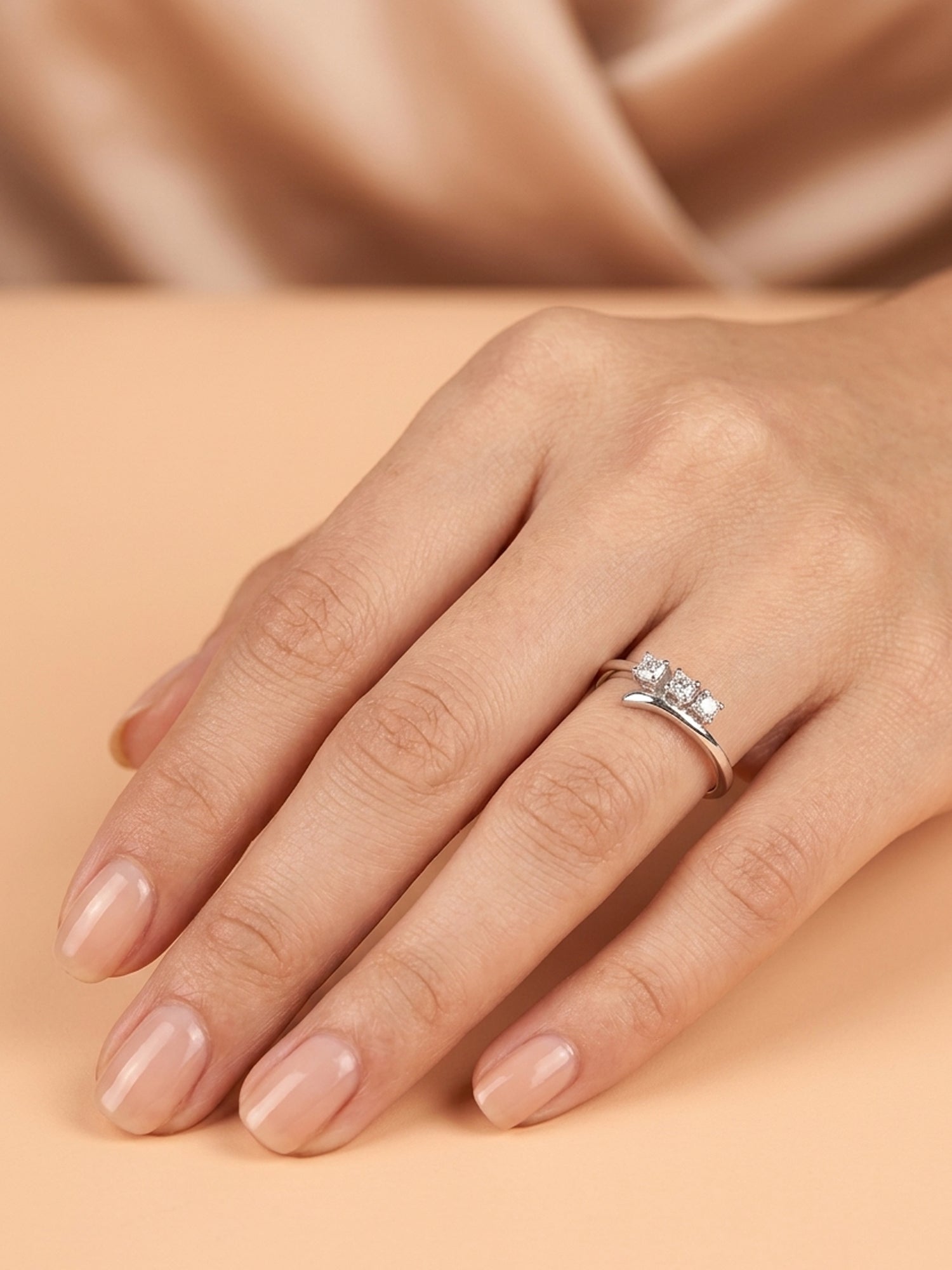 Silver Trio Shimmer Bypass Ring