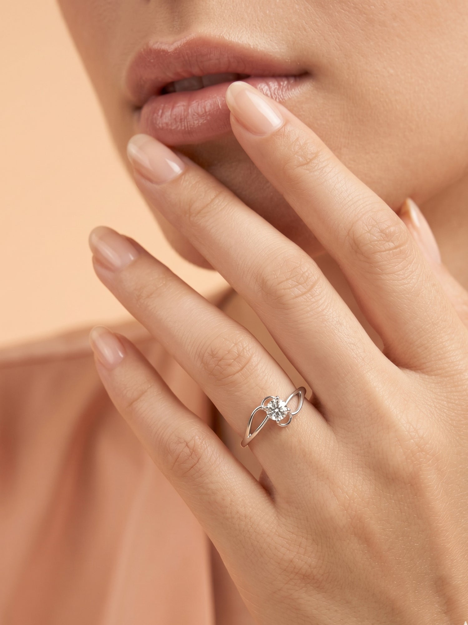 Silver Entwined Hearts Solitaire Ring