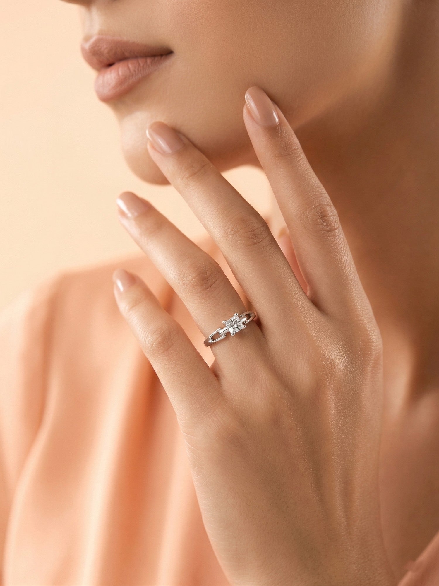 Princess-Cut Infinity Link Solitaire Ring
