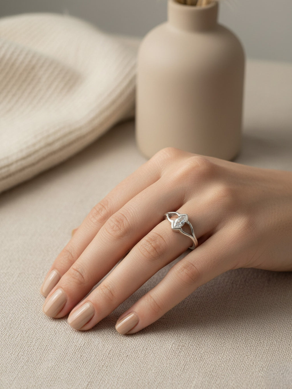 Marquise Stellar Silver Ring