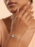 Silver Sparkling Double Butterfly Duo-Link Bracelet