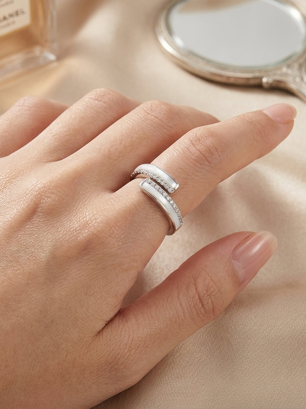 Iridescent Bypass Shimmer Ring