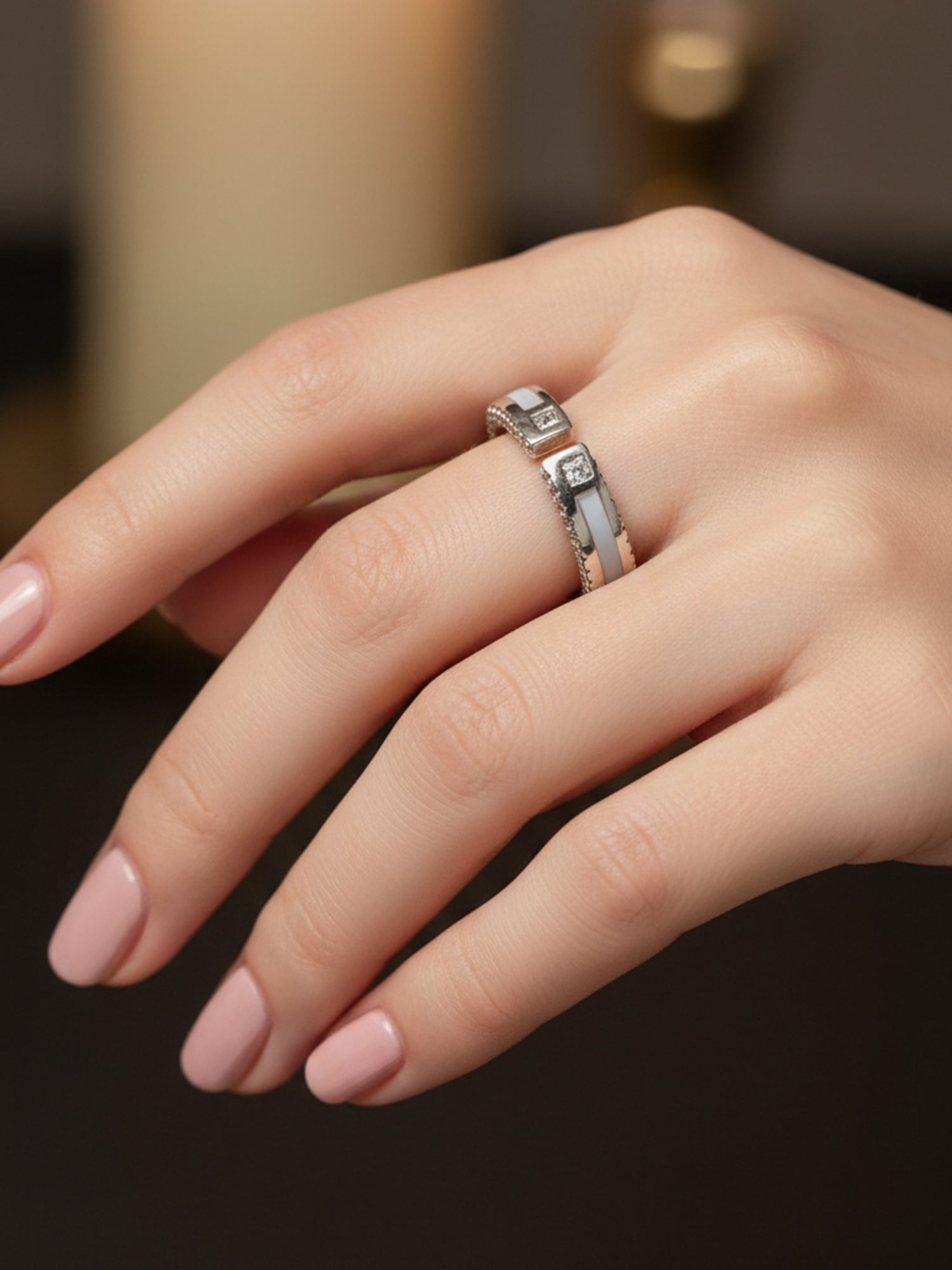 Mosaic Shimmer Adjustable Ring