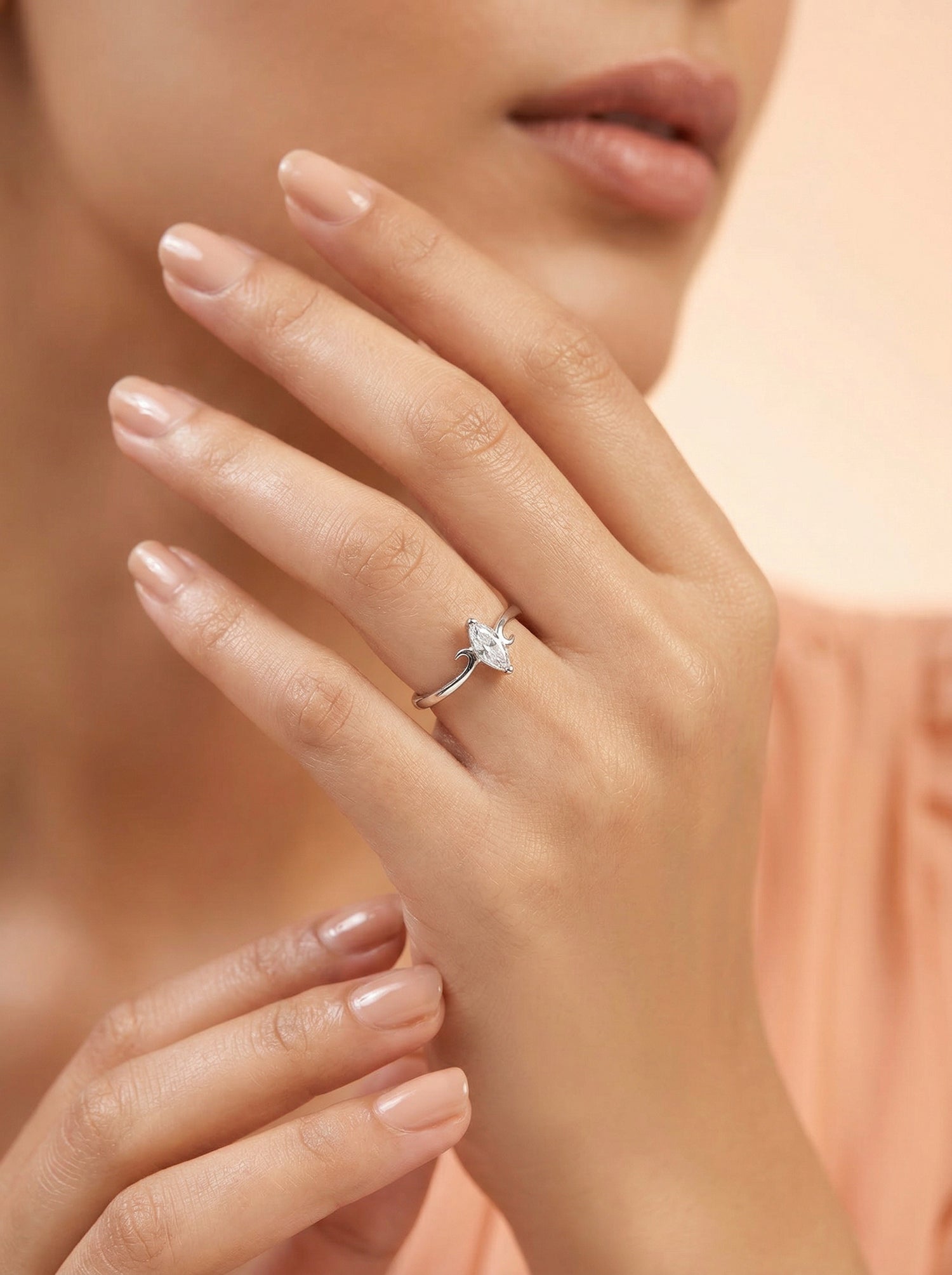 Marquise Swirl Solitaire Ring