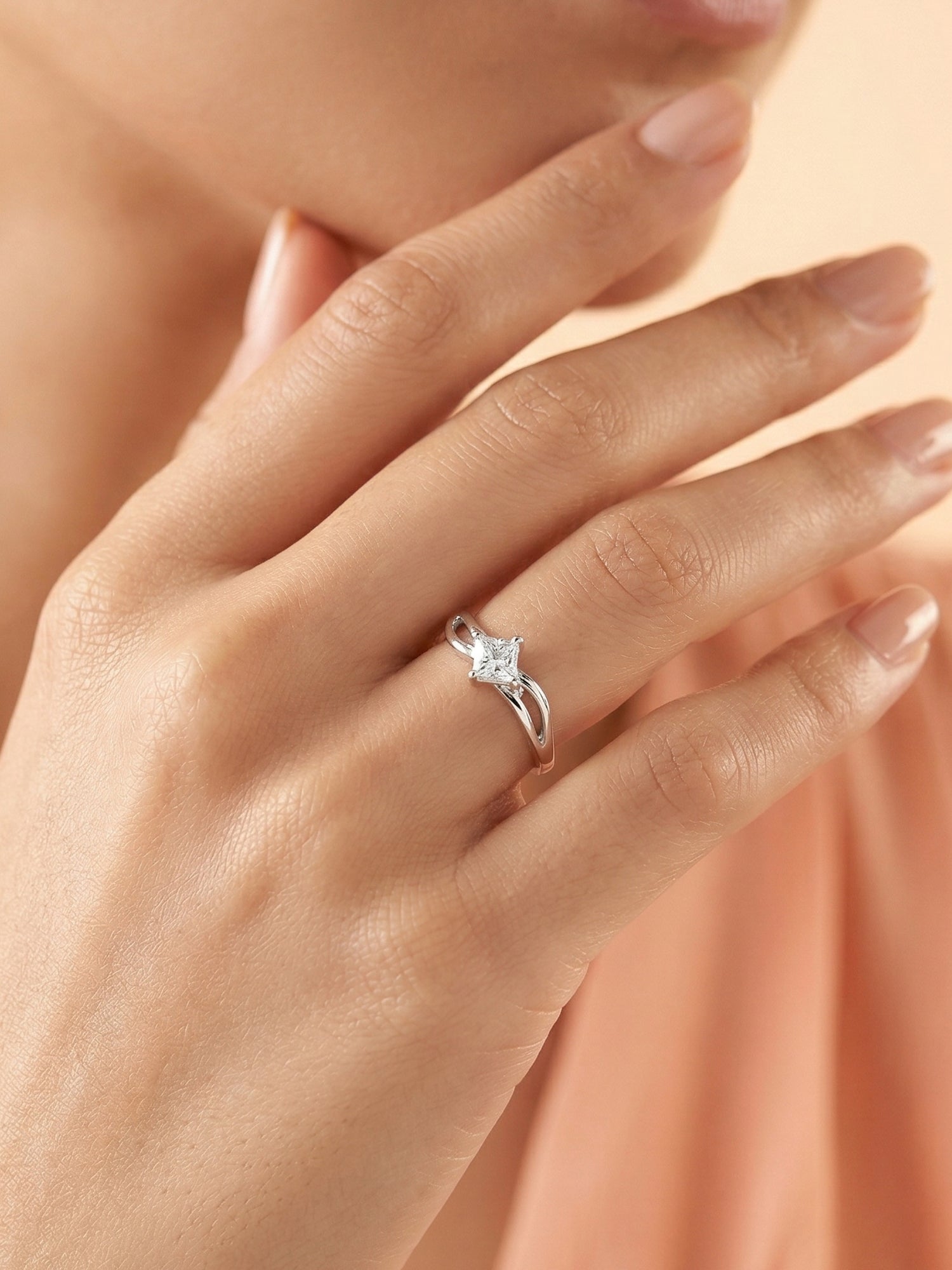 Split Shank Princess Solitaire Ring