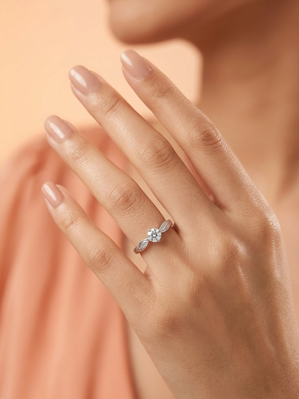 Silver Ethereal Scroll Solitaire Ring