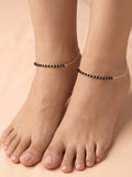 Obsidian Orbit Rolo Chain Anklet Pair