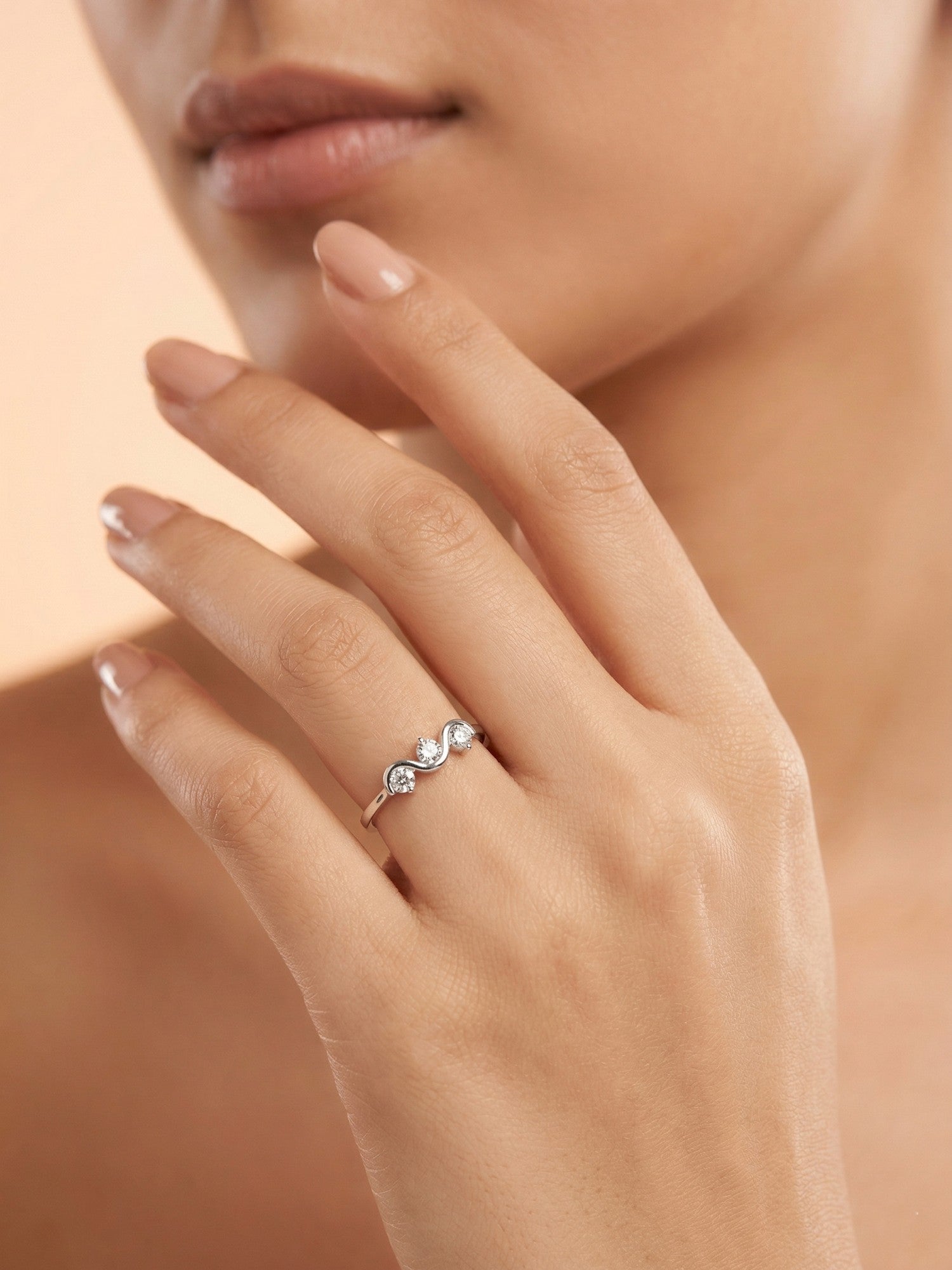 Serpentine Triple Stone Bypass Ring
