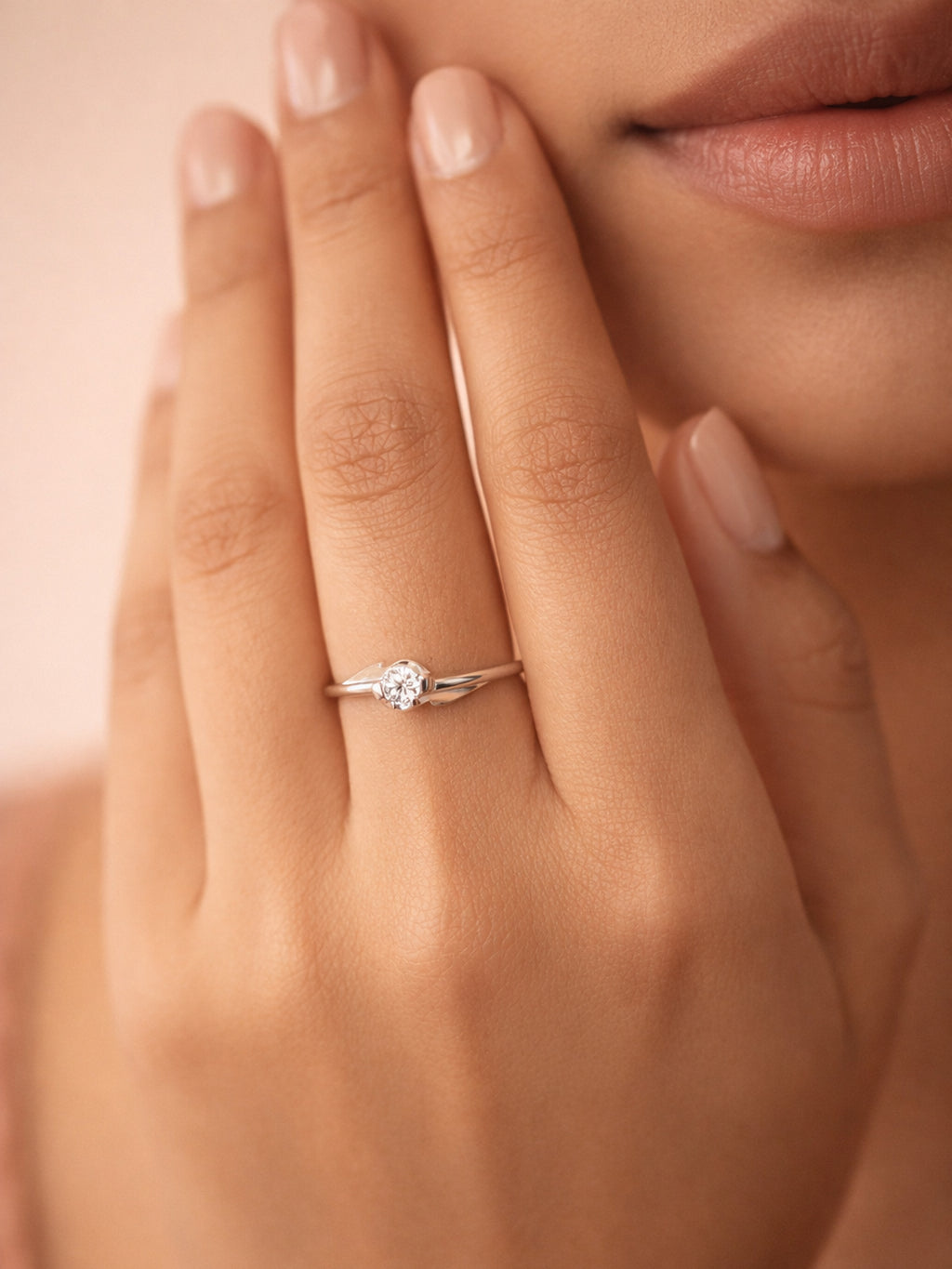 Sculptural Bypass Solitaire Ring