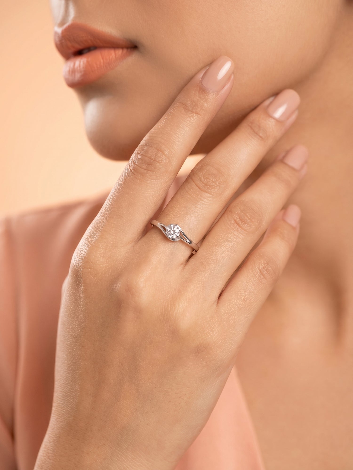 Silver Shimmering Bypass Cluster Ring