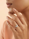 Silver Shimmering Solitaire Bypass Ring