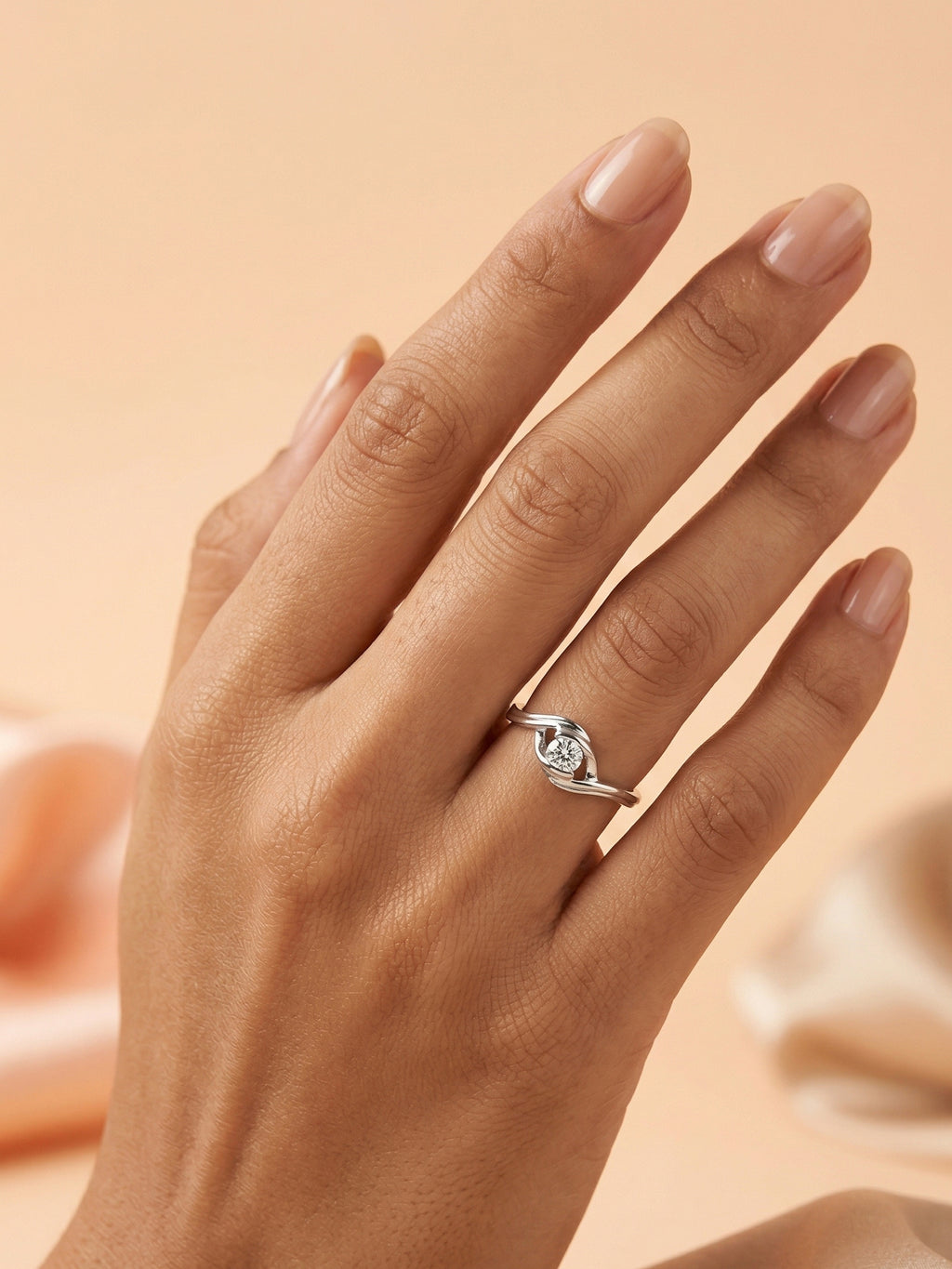 Fluid Ribbon Solitaire Ring