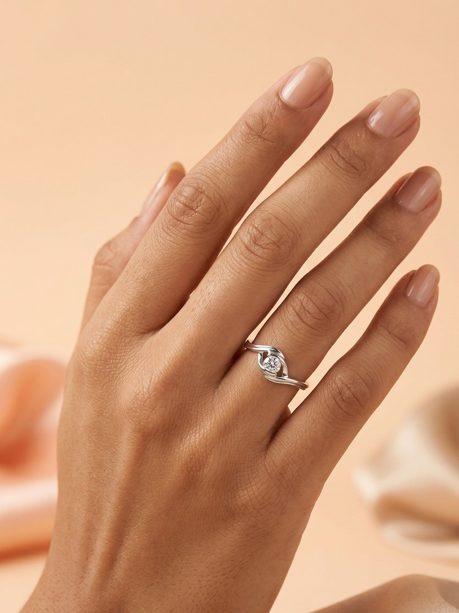 Fluid Ribbon Solitaire Ring