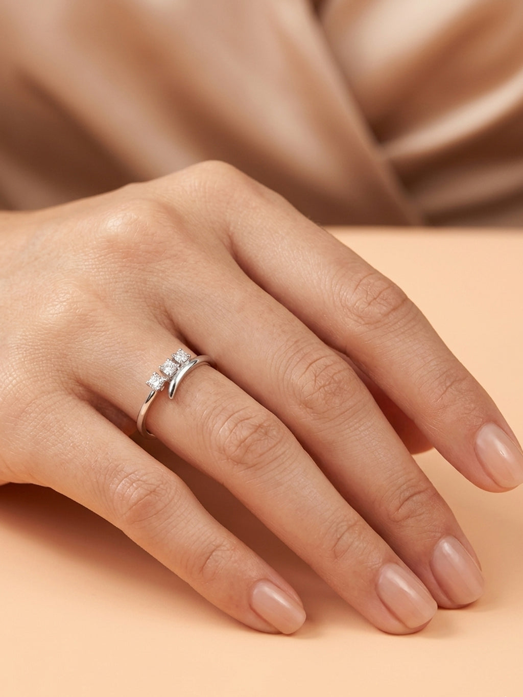 Silver Trio Shimmer Bypass Ring