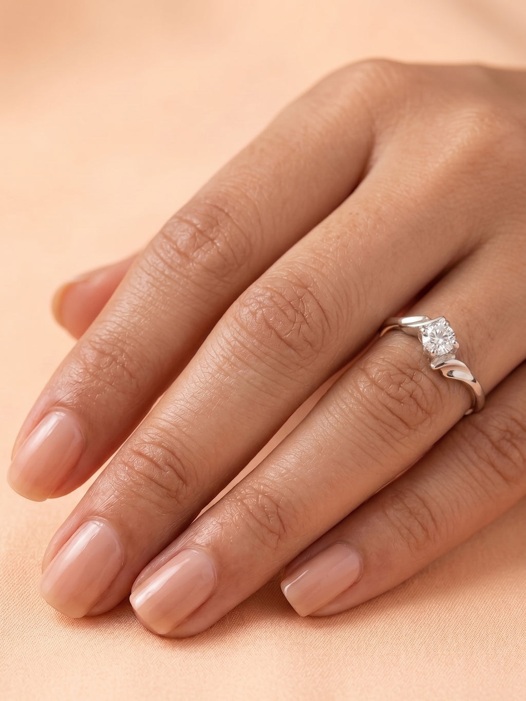 Silver Radiant Wave Solitaire Ring