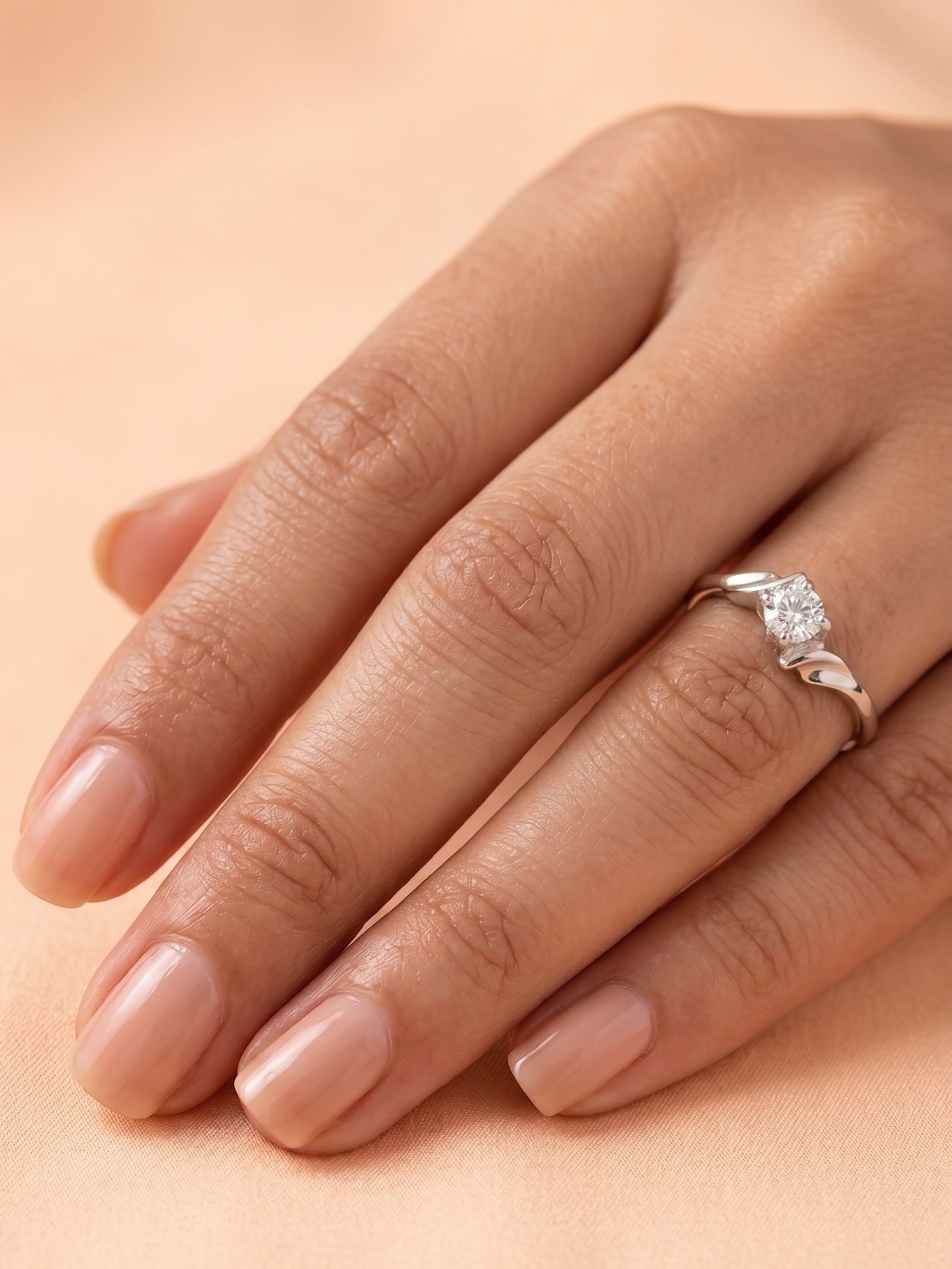 Silver Radiant Wave Solitaire Ring