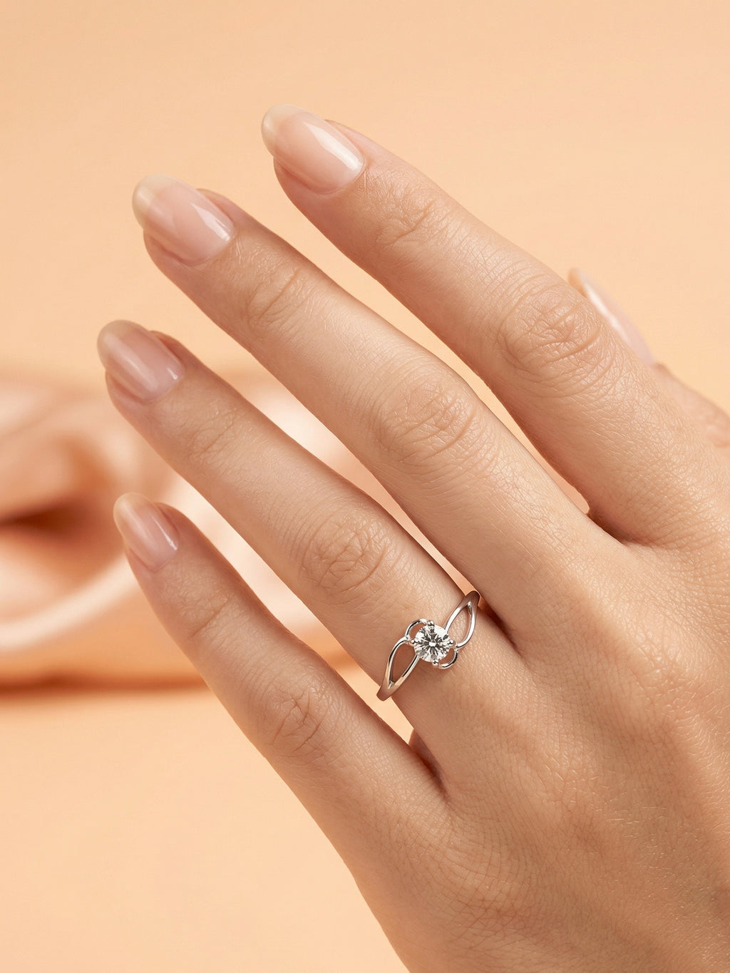 Silver Entwined Hearts Solitaire Ring