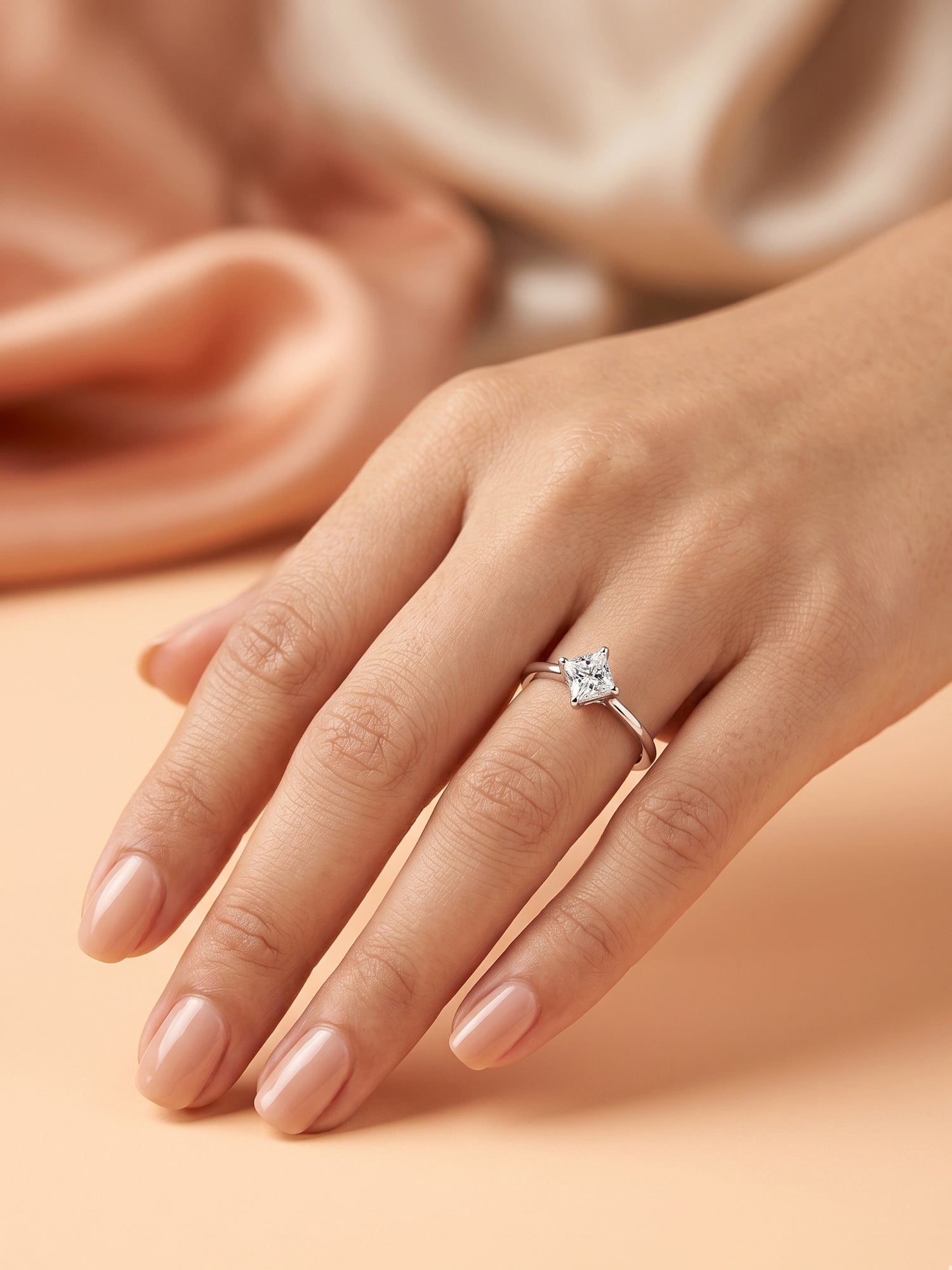 Kite-Set Princess Solitaire Ring