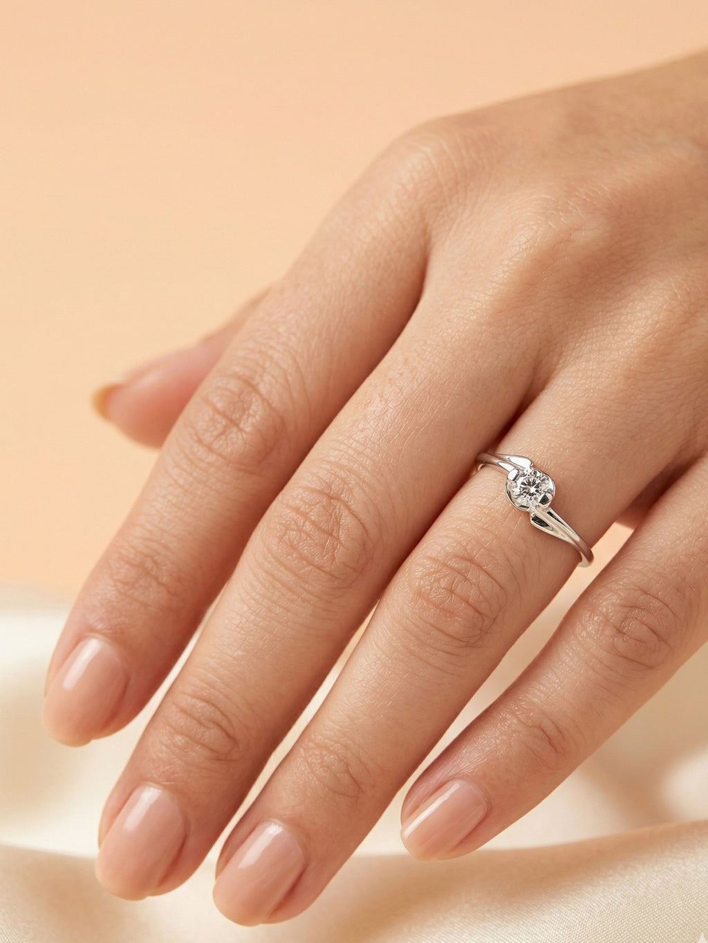 Sculptural Bypass Solitaire Ring
