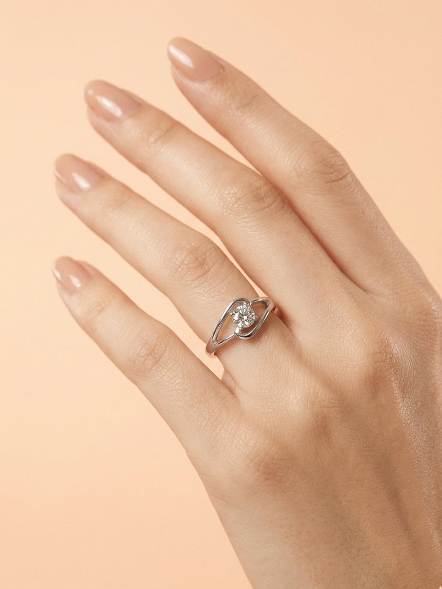 Swirl Bypass Solitaire Ring