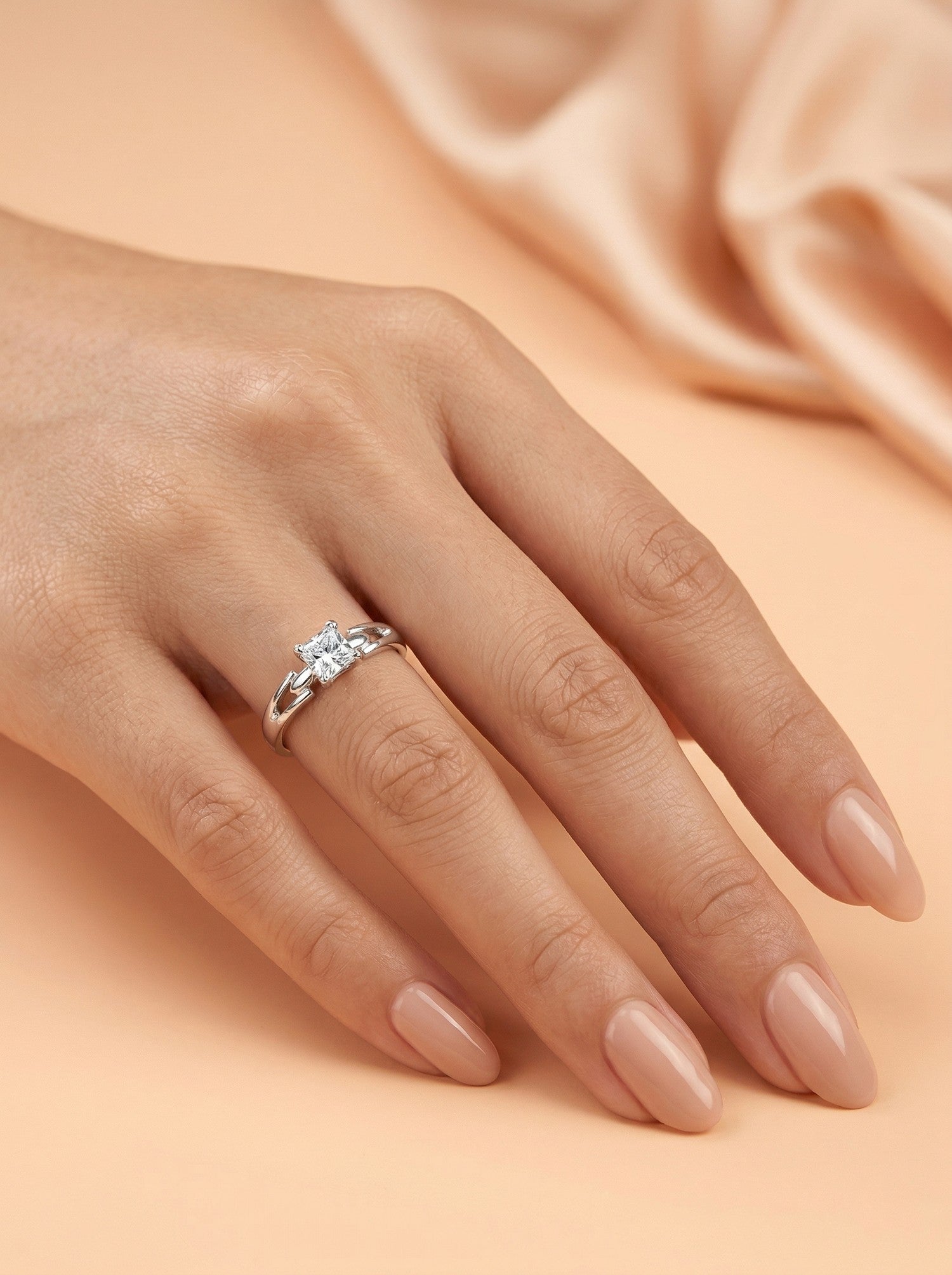 Princess-Cut Infinity Link Solitaire Ring