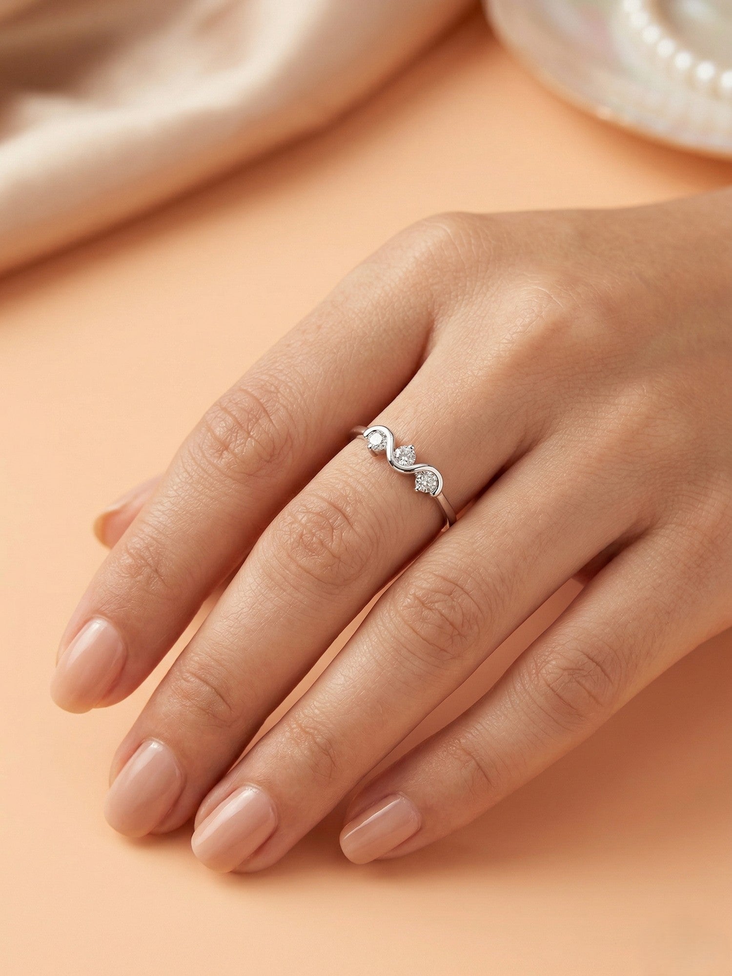Serpentine Triple Stone Bypass Ring