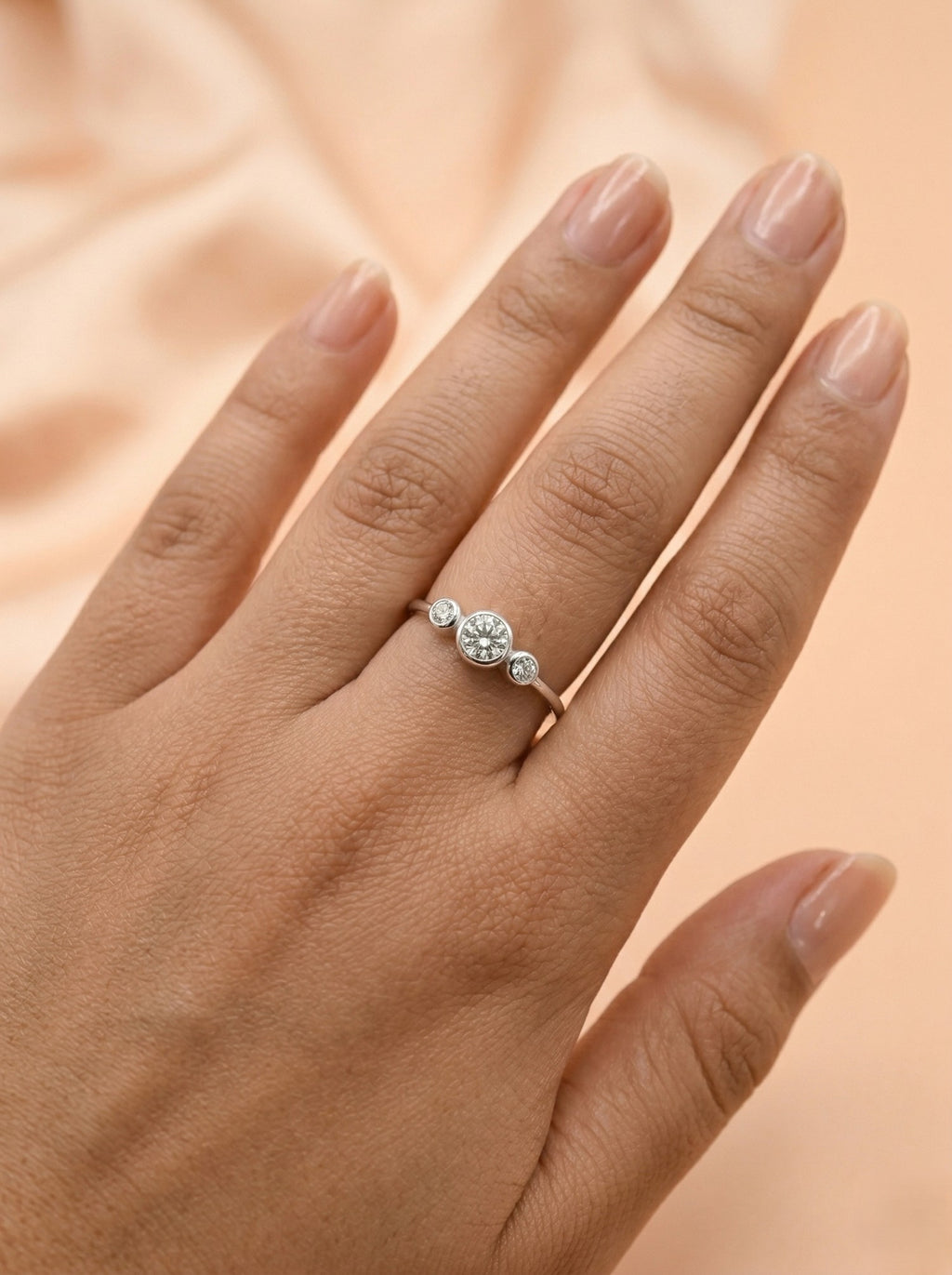 Silver Trio Bezel-Set Sparkle Ring