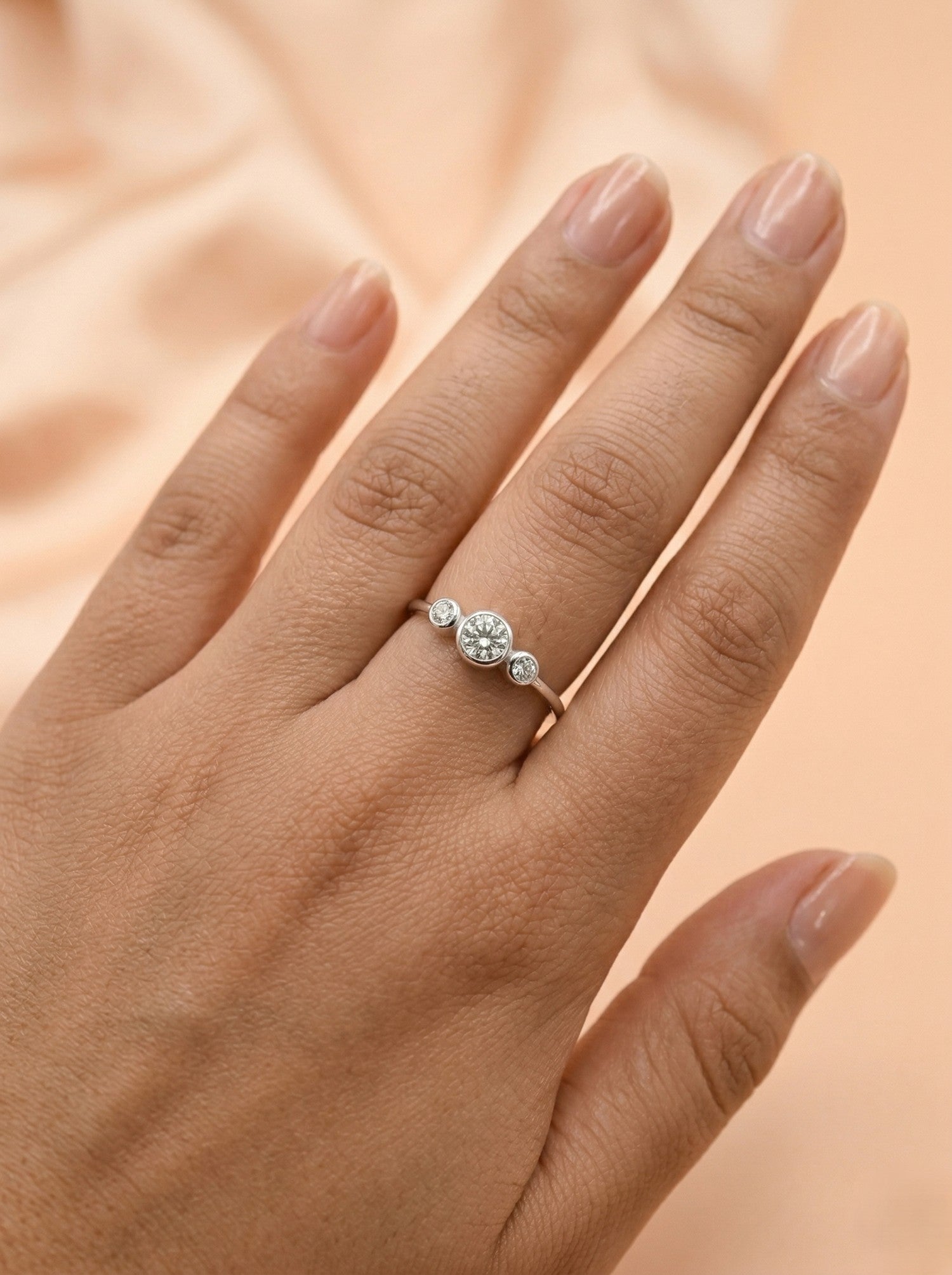 Silver Trio Bezel-Set Sparkle Ring