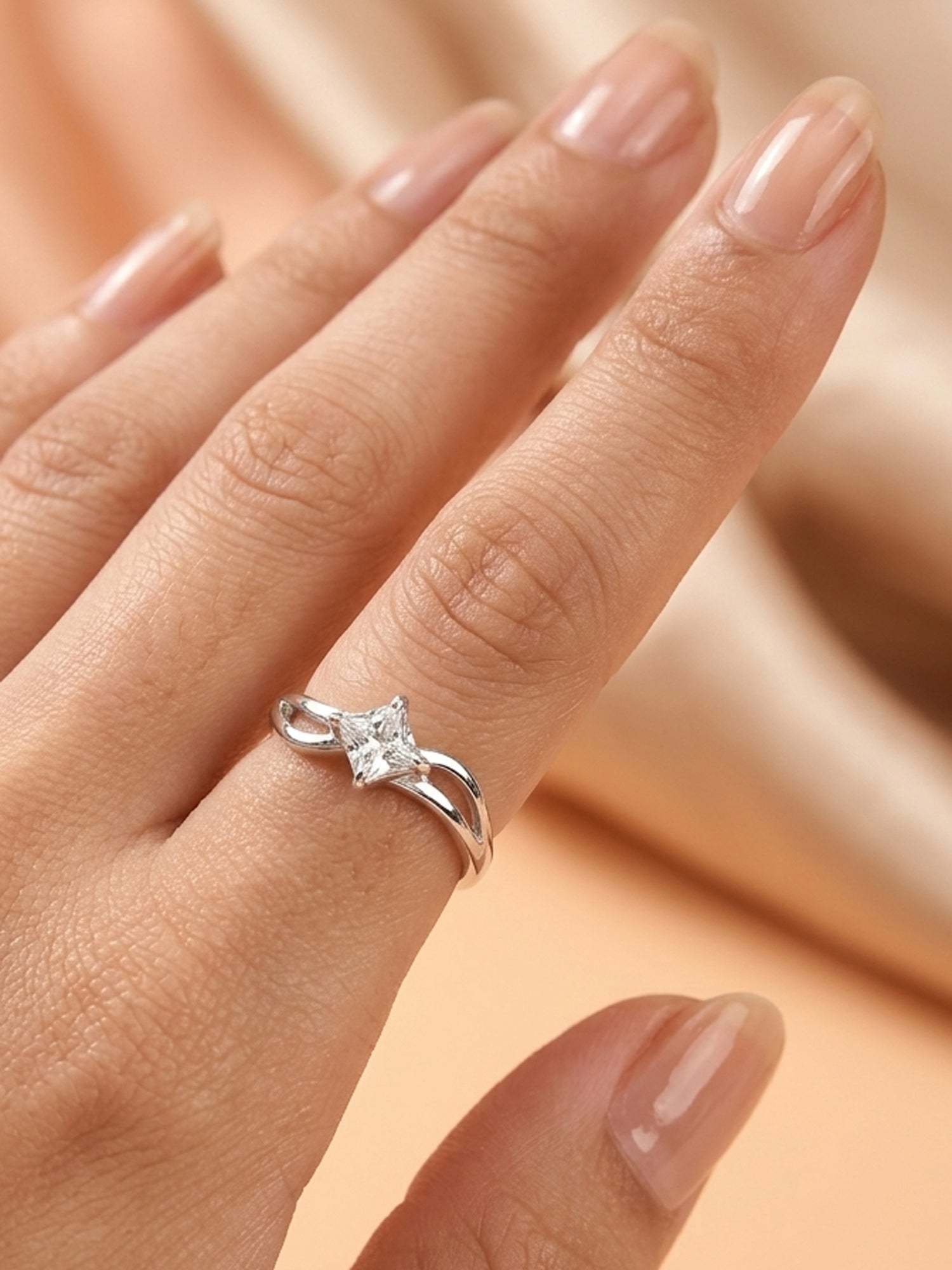Split Shank Princess Solitaire Ring