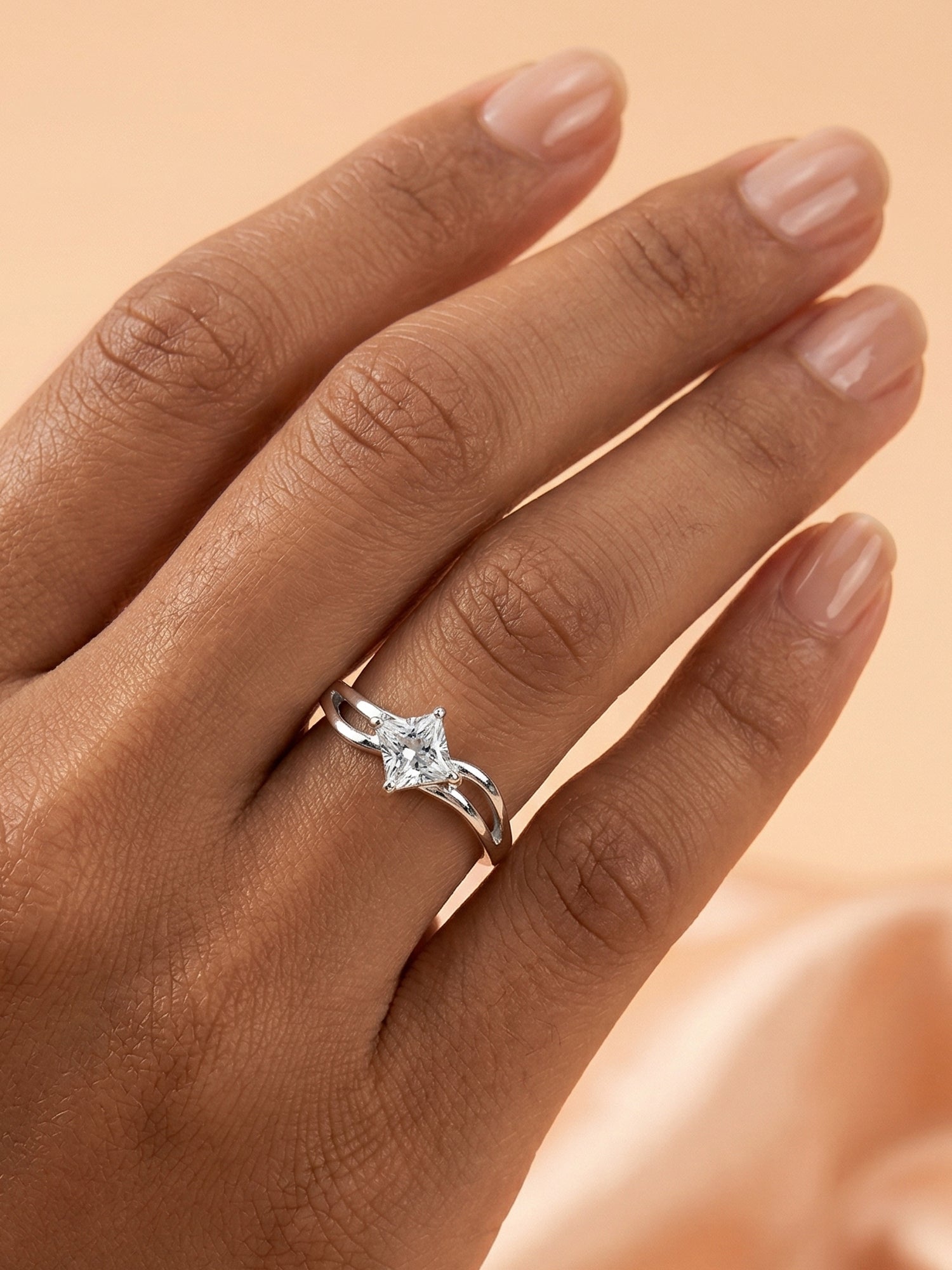 Split Shank Princess Solitaire Ring