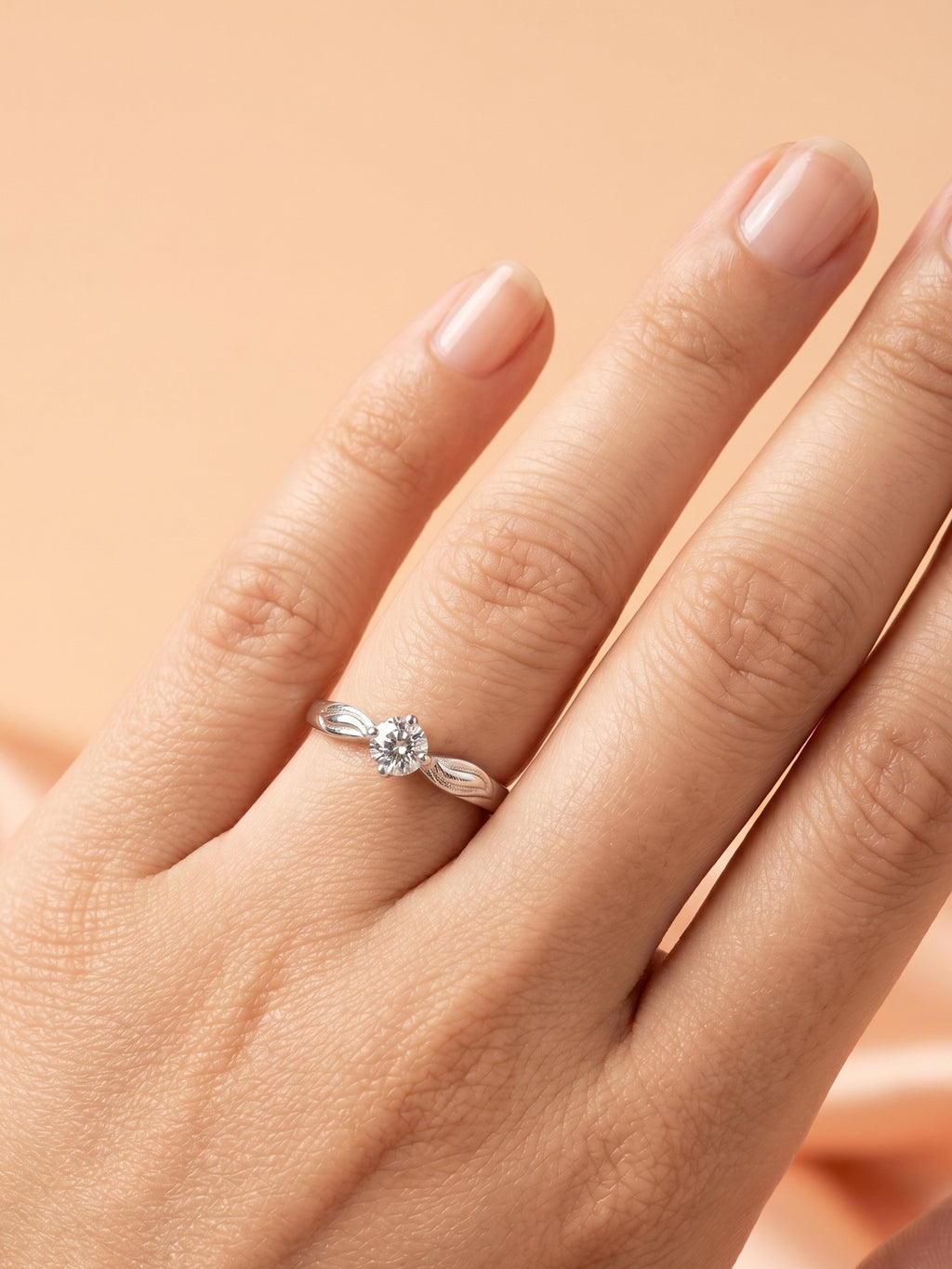 Silver Ethereal Scroll Solitaire Ring