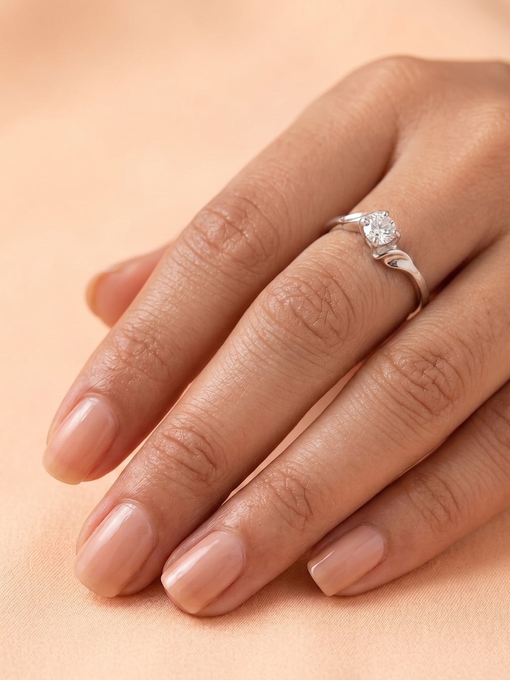 Silver Radiant Wave Solitaire Ring
