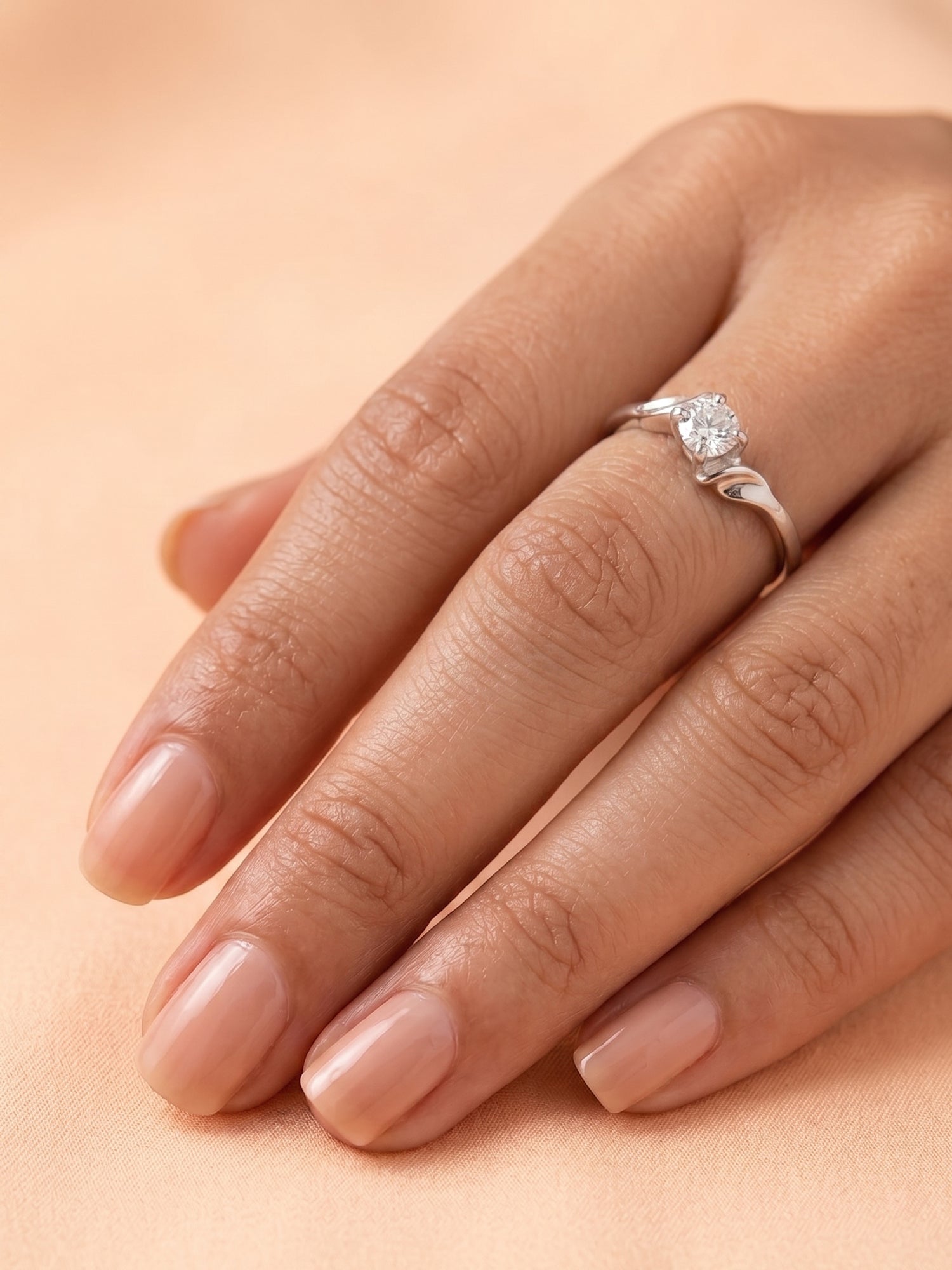 Silver Radiant Wave Solitaire Ring