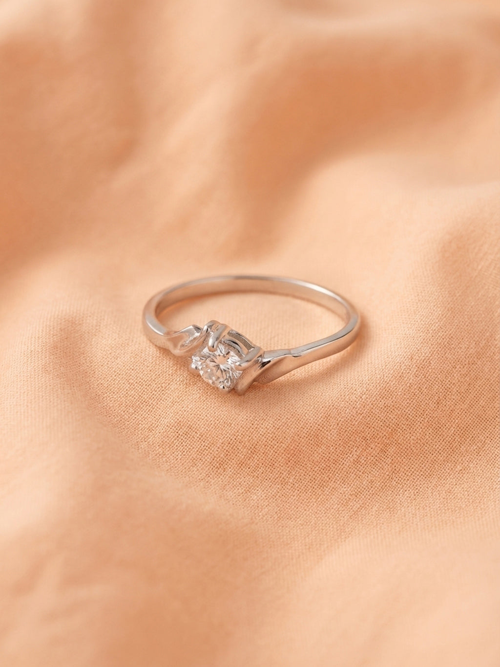 Silver Radiant Wave Solitaire Ring