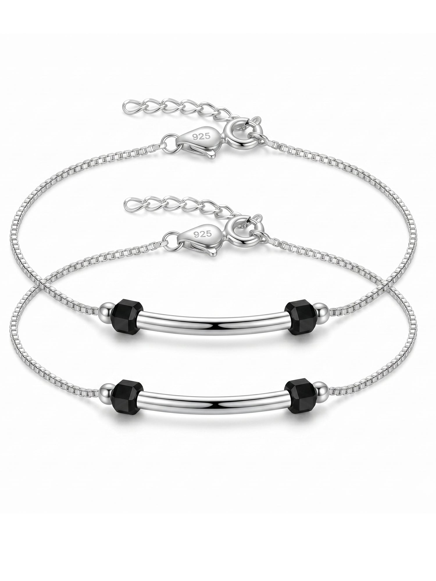 Celestial Arc Box Chain Anklet Pair