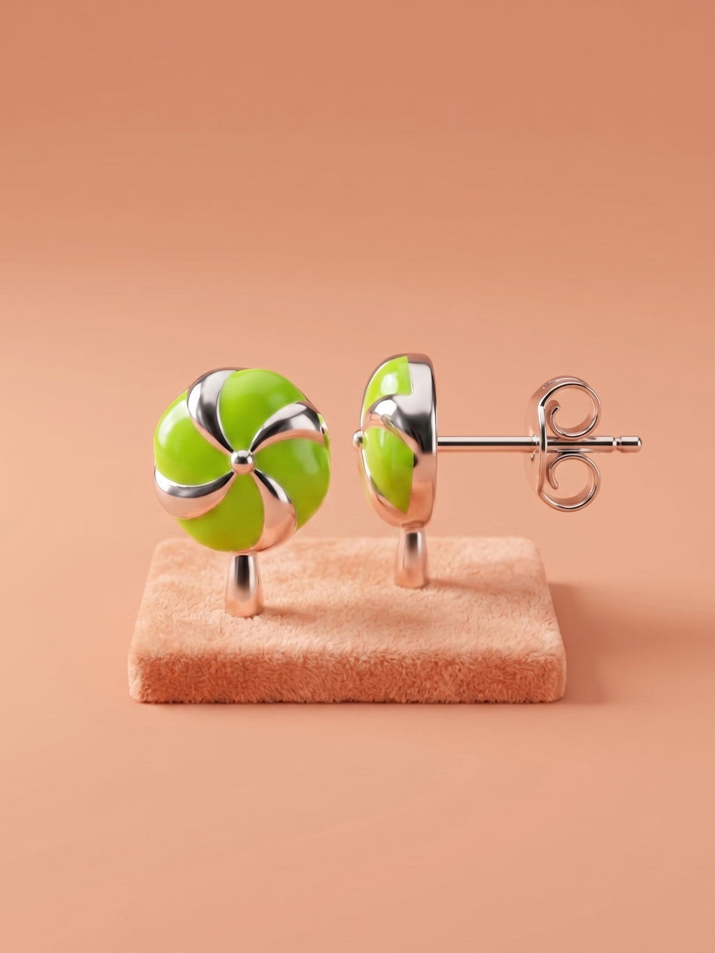 Sweet Swirl Lime Lollipop Studs