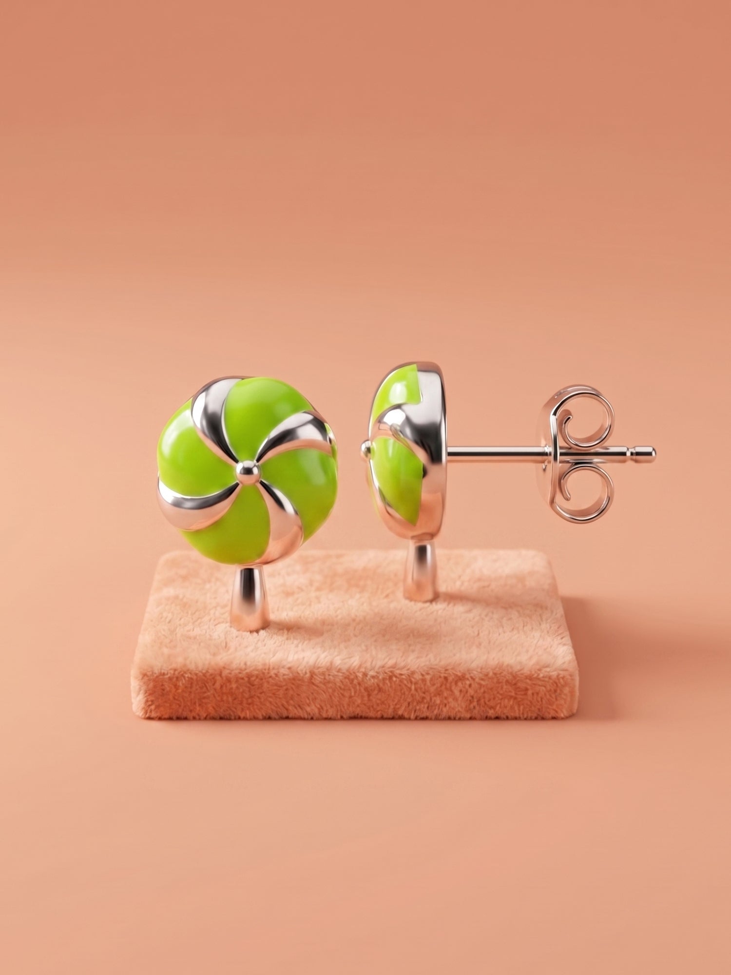 Sweet Swirl Lime Lollipop Studs