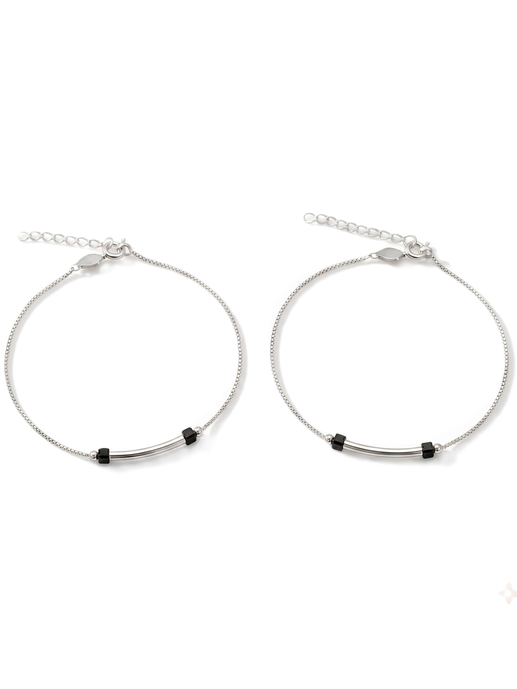 Celestial Arc Box Chain Anklet Pair
