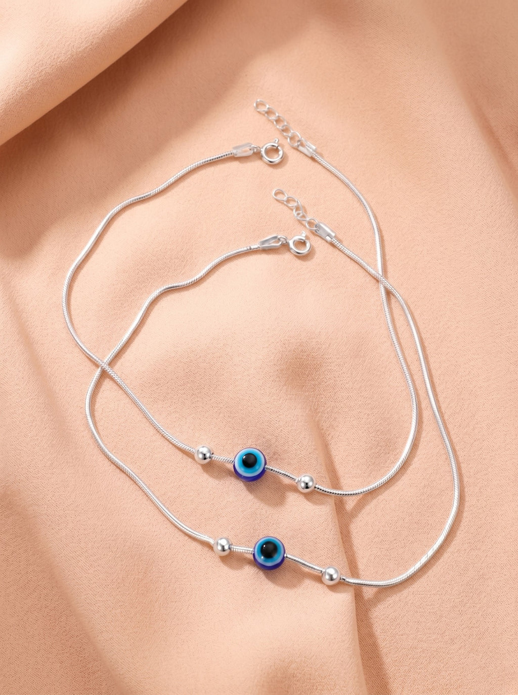 Evil Eye Snake Chain Anklet Set
