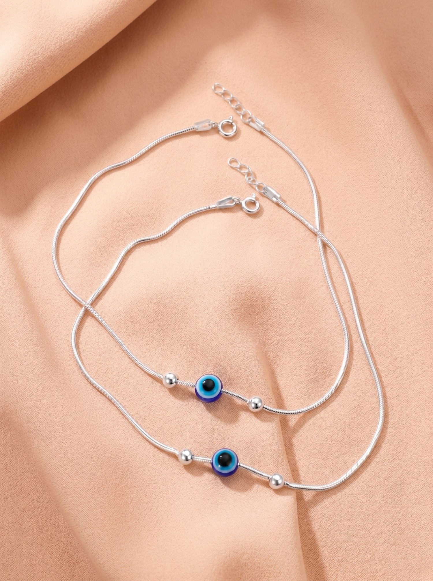 Evil Eye Snake Chain Anklet Set