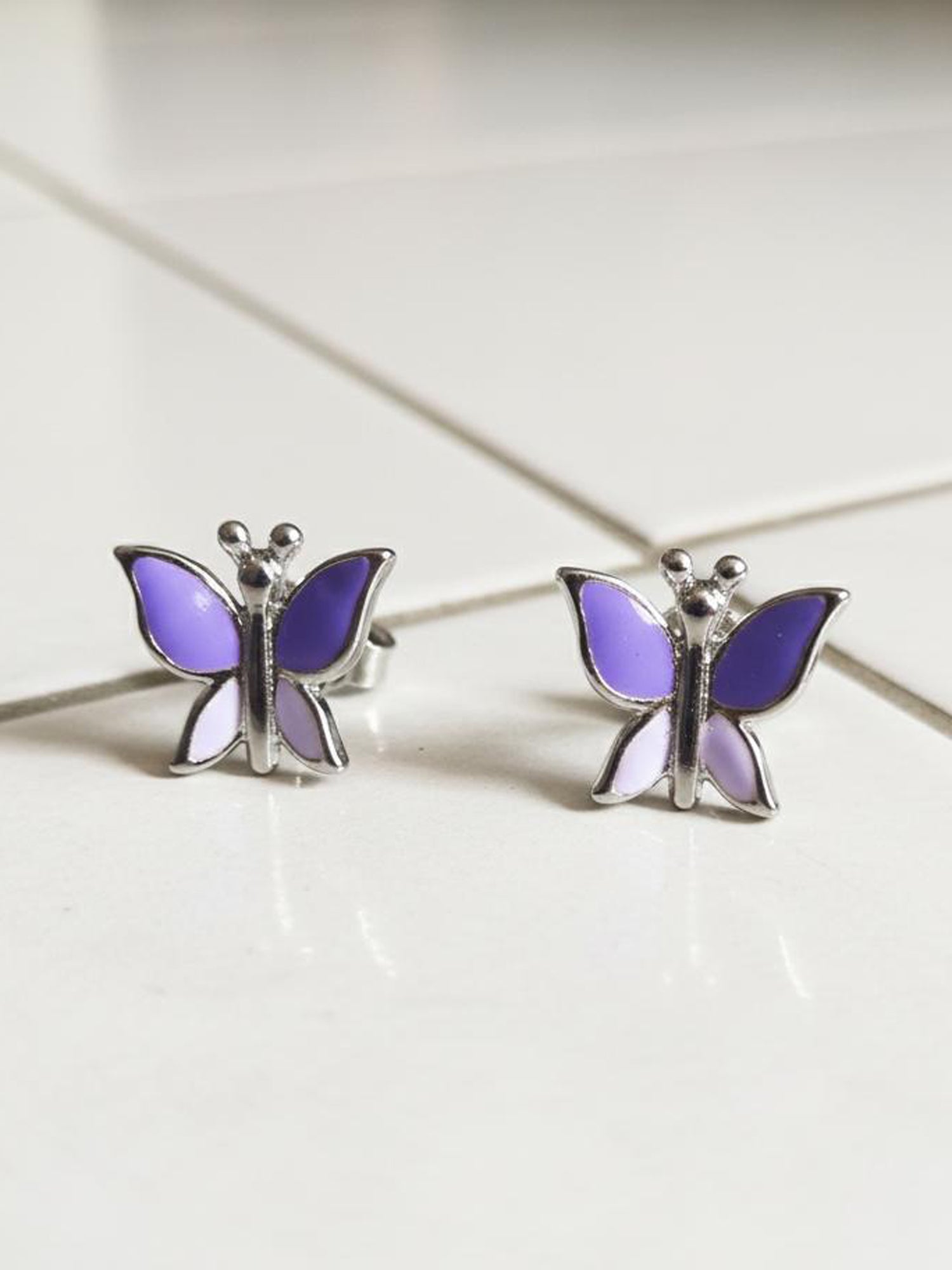 Fluttering Butterfly Enamel Studs