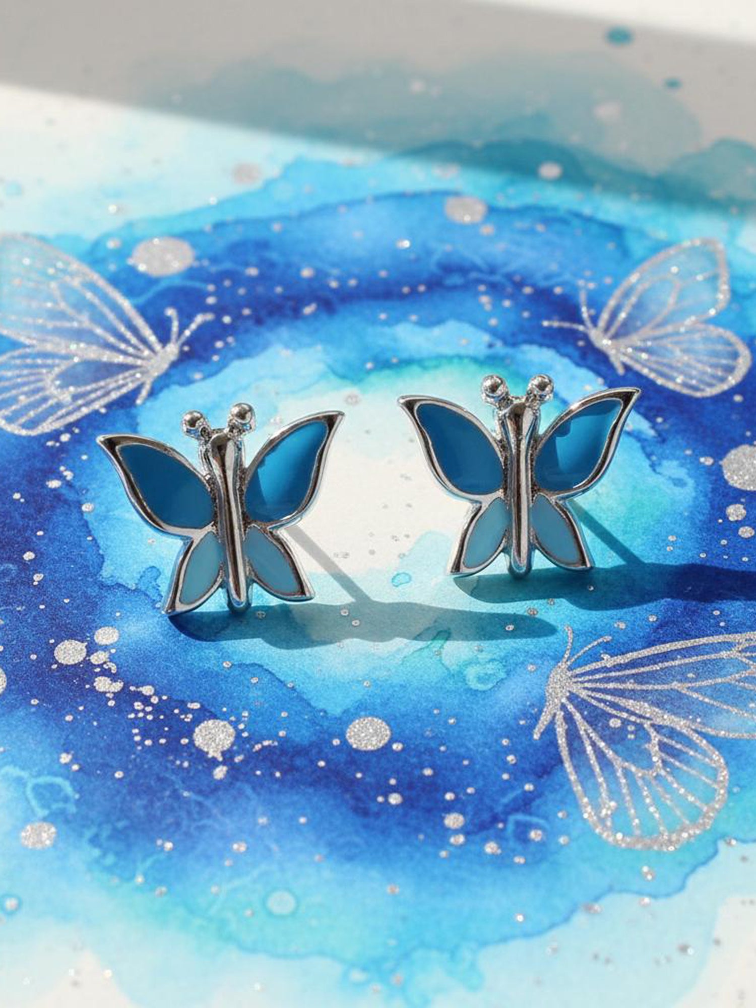 Fluttering Butterfly Enamel Studs
