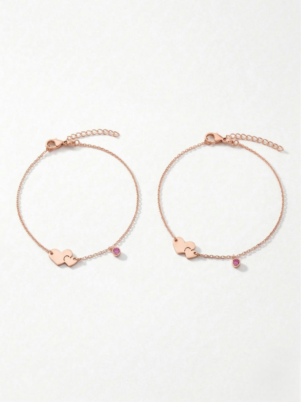 Roseate Eternal Bond Heart & Gemstone Anklet Pair