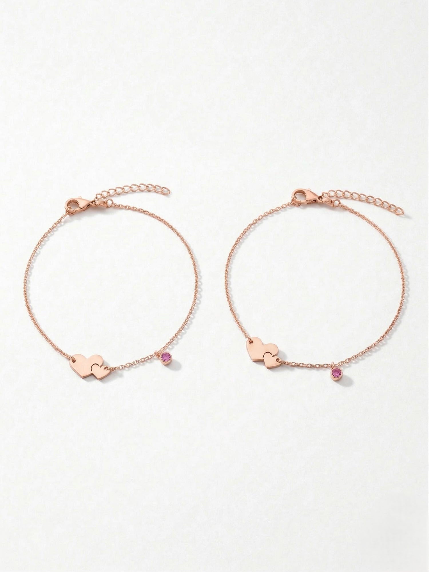 Roseate Eternal Bond Heart & Gemstone Anklet Pair